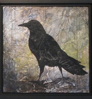 Crow Up - diptych-A - 2012 - silver leaf and acrylic on cradled birch